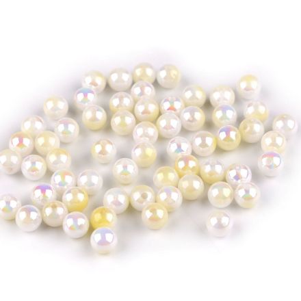 Galanterie: Plastové korálky 6 mm (20g) - krémová